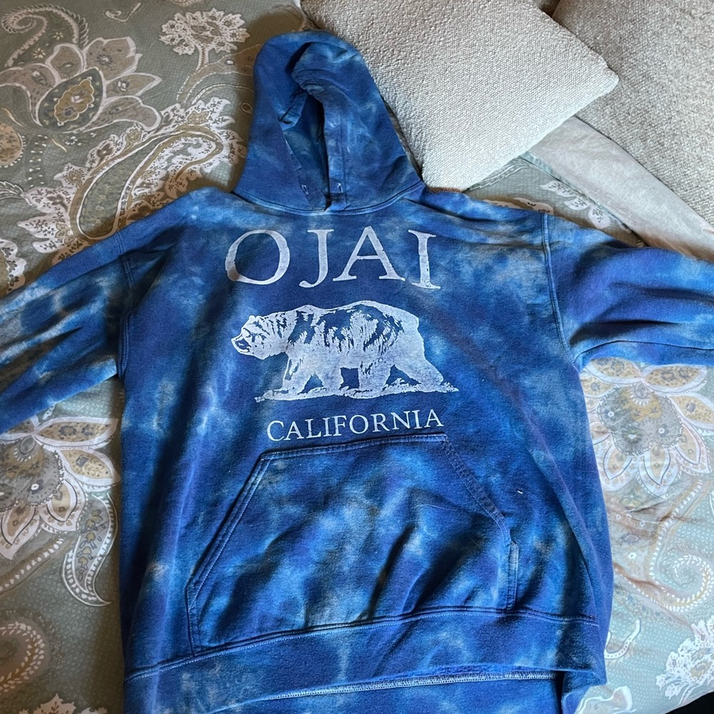 Ojai California Bear Tie Dye Blue Hoodie